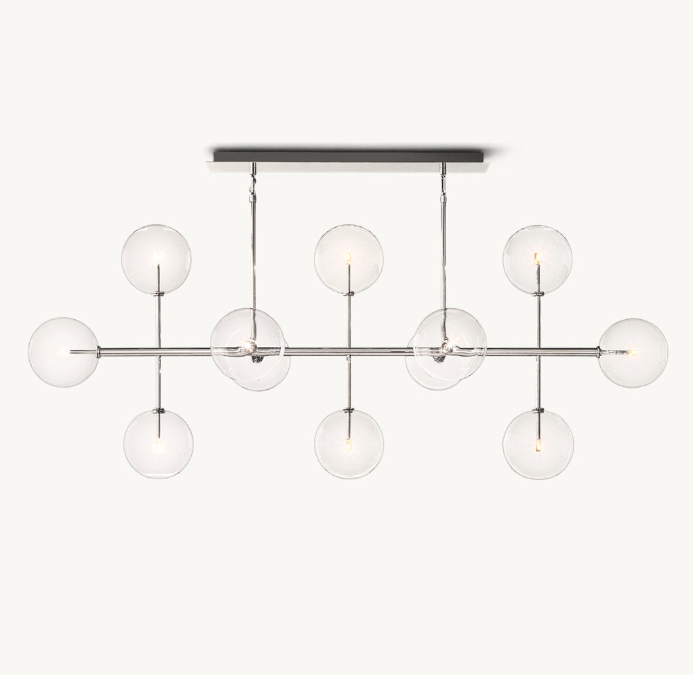 GLASS GLOBE MOBILE LINEAR CHANDELIER