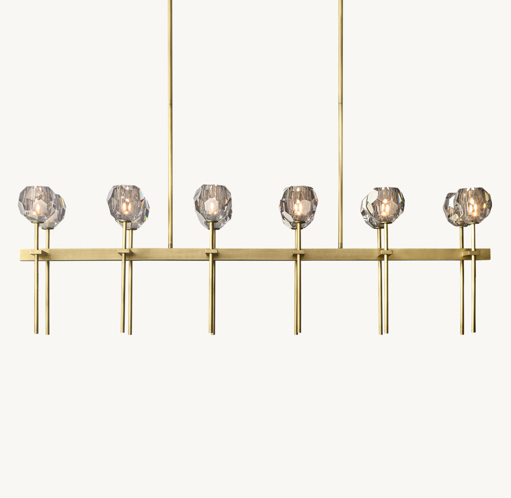 BOULE DE CRISTAL SMOKE GLASS DOUBLE LINEAR CHANDELIER 60"