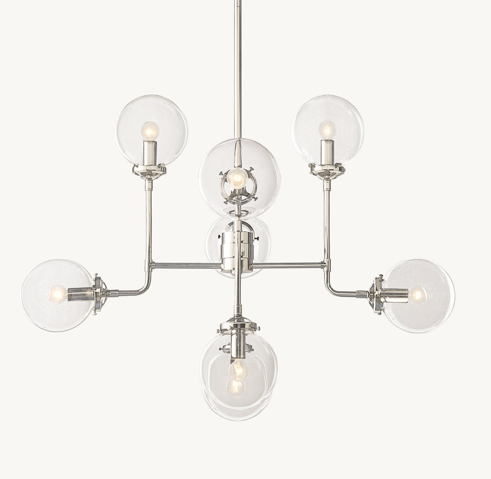 BISTRO GLOBE CLEAR GLASS CHANDELIER 34"