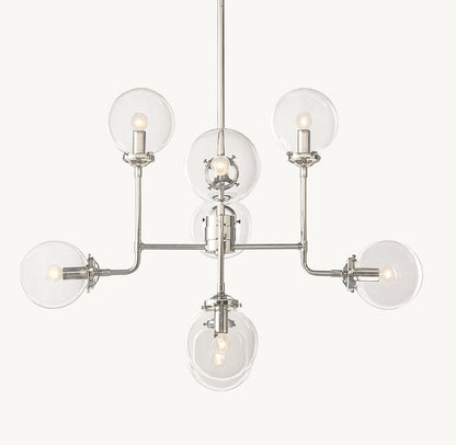 BISTRO GLOBE CLEAR GLASS CHANDELIER 34"
