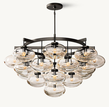 CABRETTE CLEAR GLASS ROUND CHANDELIER 48"