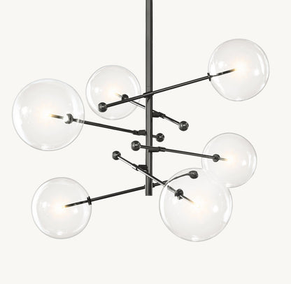 GLASS GLOBE MOBILE SIX-ARM CHANDELIER 55"