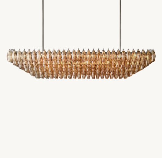 CHIARA SMOKE GLASS TIERED RECTANGULAR CHANDELIER 74"
