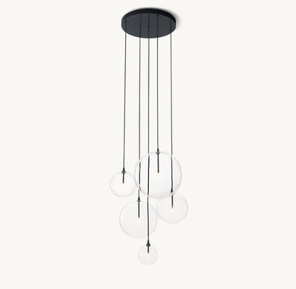 GLASS GLOBE MOBILE CLUSTER CHANDELIER 28"