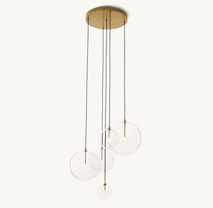 GLASS GLOBE MOBILE CLUSTER CHANDELIER 28"