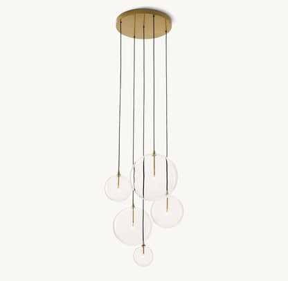 GLASS GLOBE MOBILE CLUSTER CHANDELIER 28"