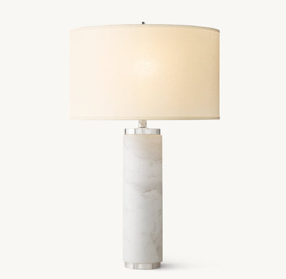 CYLINDRICAL COLUMN MARBLE TABLE LAMP