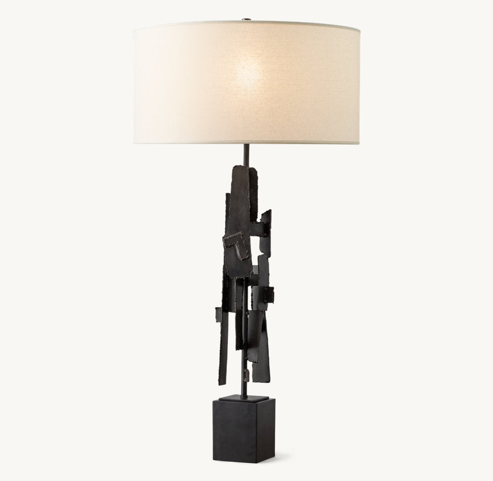 BRUTALIST TORCH-CUT BUFFET LAMP