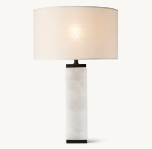 SQUARE COLUMN ALABASTER TABLE LAMP