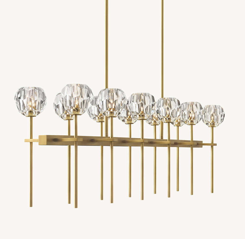 BOULE DE CRISTAL CLEAR GLASS DOUBLE LINEAR CHANDELIER 60"