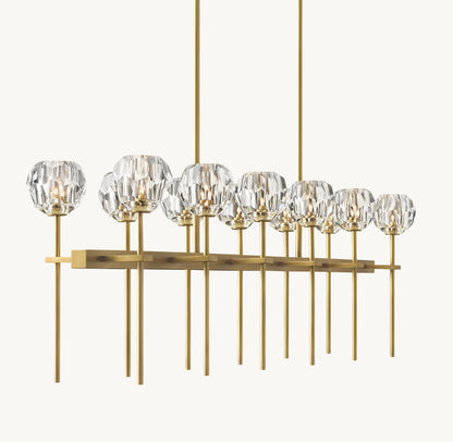 BOULE DE CRISTAL CLEAR GLASS DOUBLE LINEAR CHANDELIER 60"