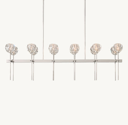 BOULE DE CRISTAL CLEAR GLASS DOUBLE LINEAR CHANDELIER 60"
