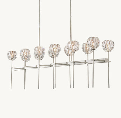 BOULE DE CRISTAL CLEAR GLASS DOUBLE LINEAR CHANDELIER 60"