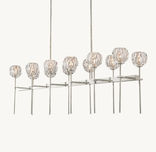 BOULE DE CRISTAL CLEAR GLASS DOUBLE LINEAR CHANDELIER 60"