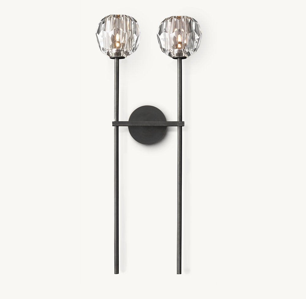 BOULE DE CRISTAL CLEAR GLASS GRAND DOUBLE SCONCE