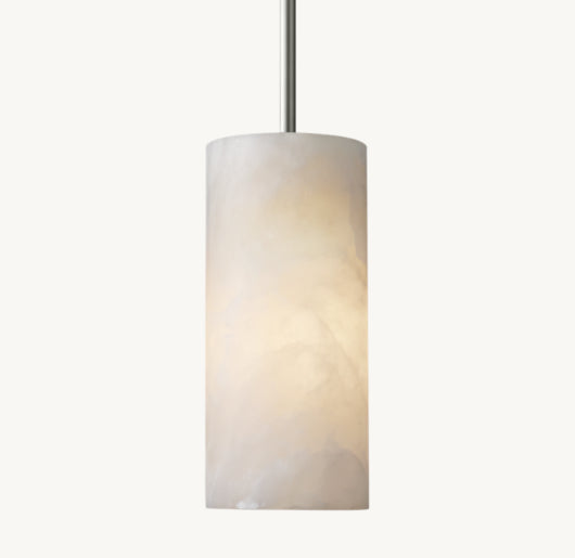 HAND-CARVED ALABASTER CYLINDER PENDANT 9"