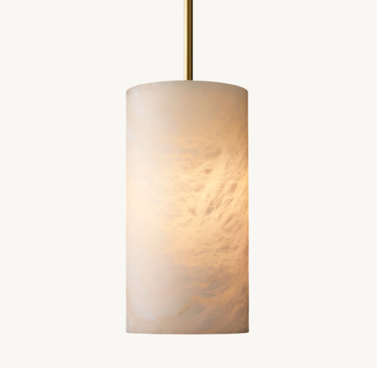 HAND-CARVED ALABASTER CYLINDER PENDANT 14"