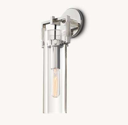 MACHINIST GLASS CYLINDER SCONCE 12"