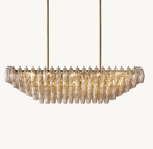 CHIARA SMOKE GLASS TIERED RECTANGULAR CHANDELIER 54"
