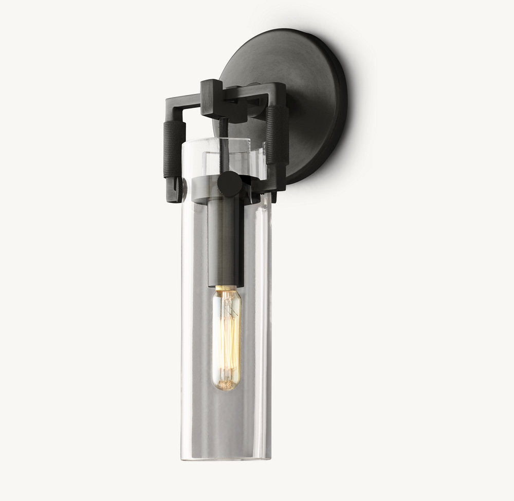MACHINIST GLASS CYLINDER SCONCE 9"