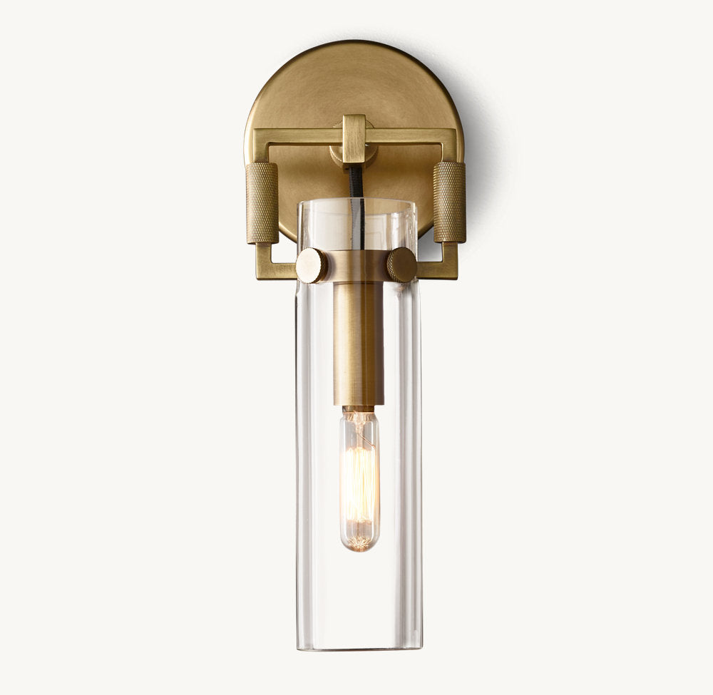 MACHINIST GLASS CYLINDER SCONCE 9"