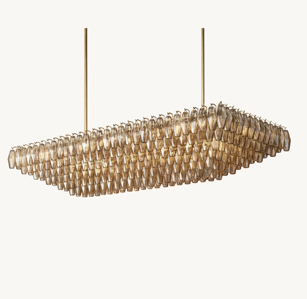 CHIARA SMOKE GLASS TIERED RECTANGULAR CHANDELIER 74"