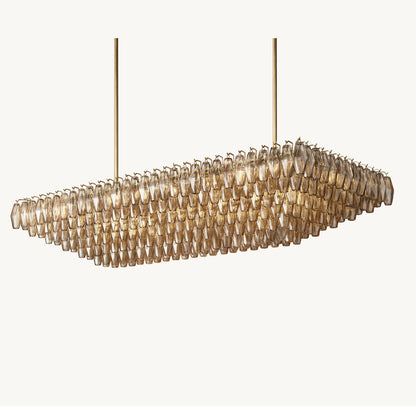 CHIARA SMOKE GLASS TIERED RECTANGULAR CHANDELIER 74"