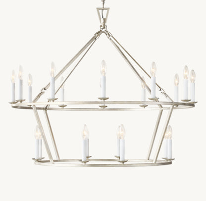 19TH C. ENGLISH OPENWORK TWO-TIER ROUND CHANDELIER 40"
