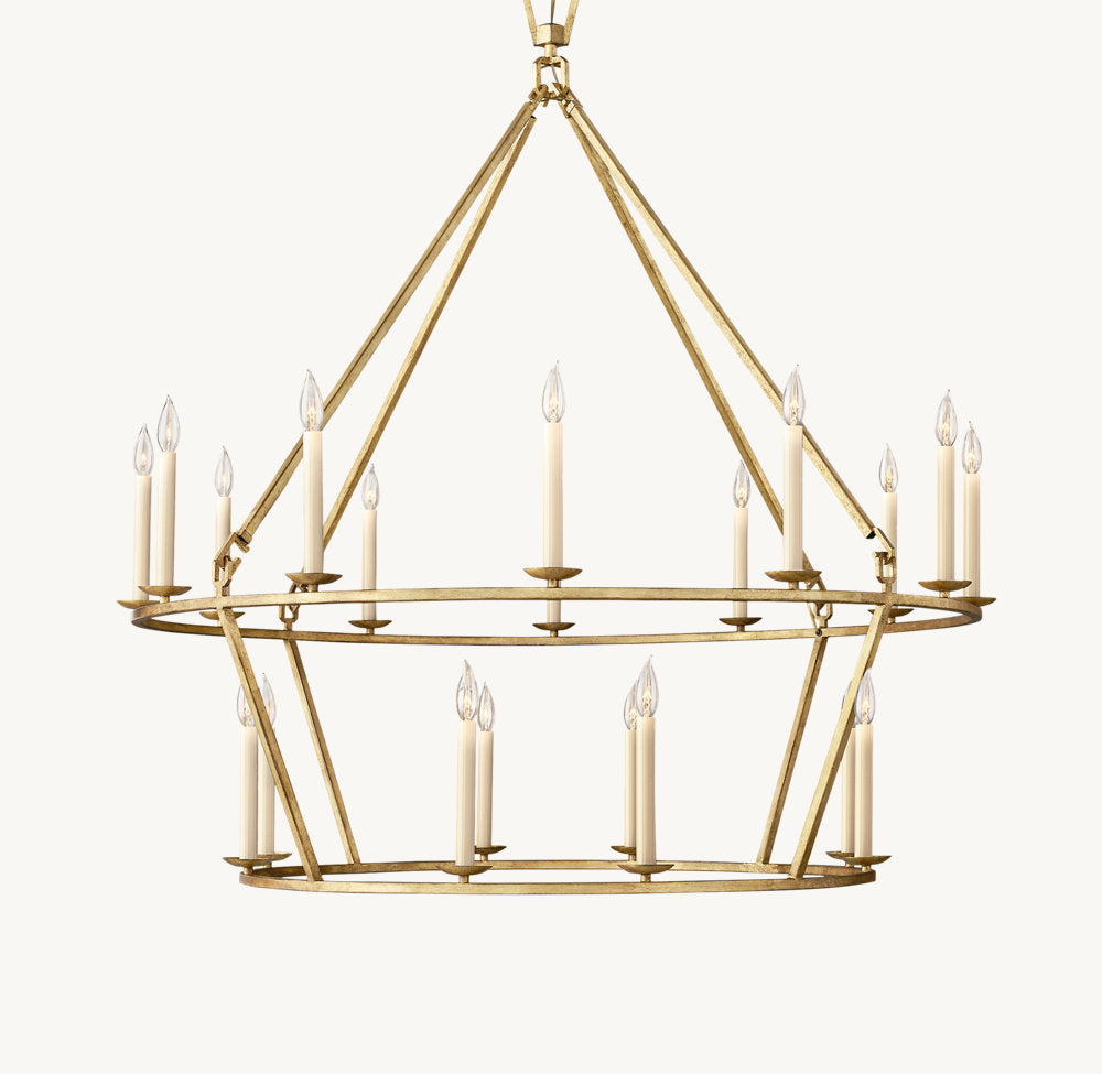 19TH C. ENGLISH OPENWORK TWO-TIER ROUND CHANDELIER 50"