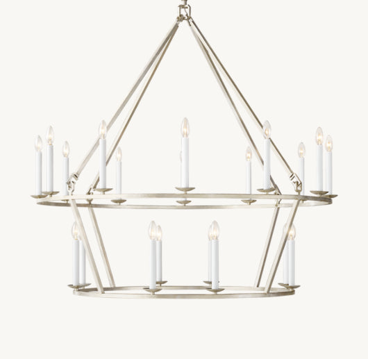 19TH C. ENGLISH OPENWORK TWO-TIER ROUND CHANDELIER 50"