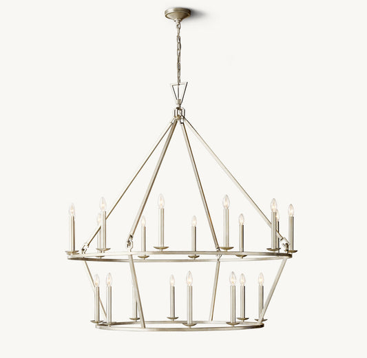 19TH C. ENGLISH OPENWORK TWO-TIER ROUND CHANDELIER 50"