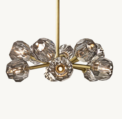 BOULE DE CRISTAL SMOKE GLASS ROUND CHANDELIER 24"