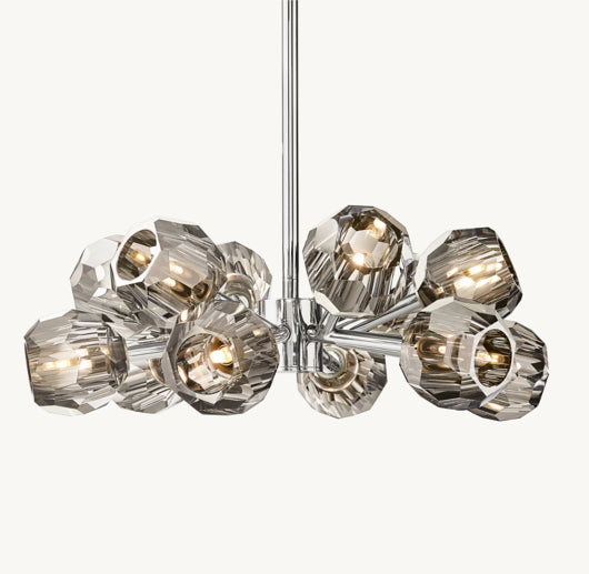 BOULE DE CRISTAL SMOKE GLASS ROUND CHANDELIER 24"