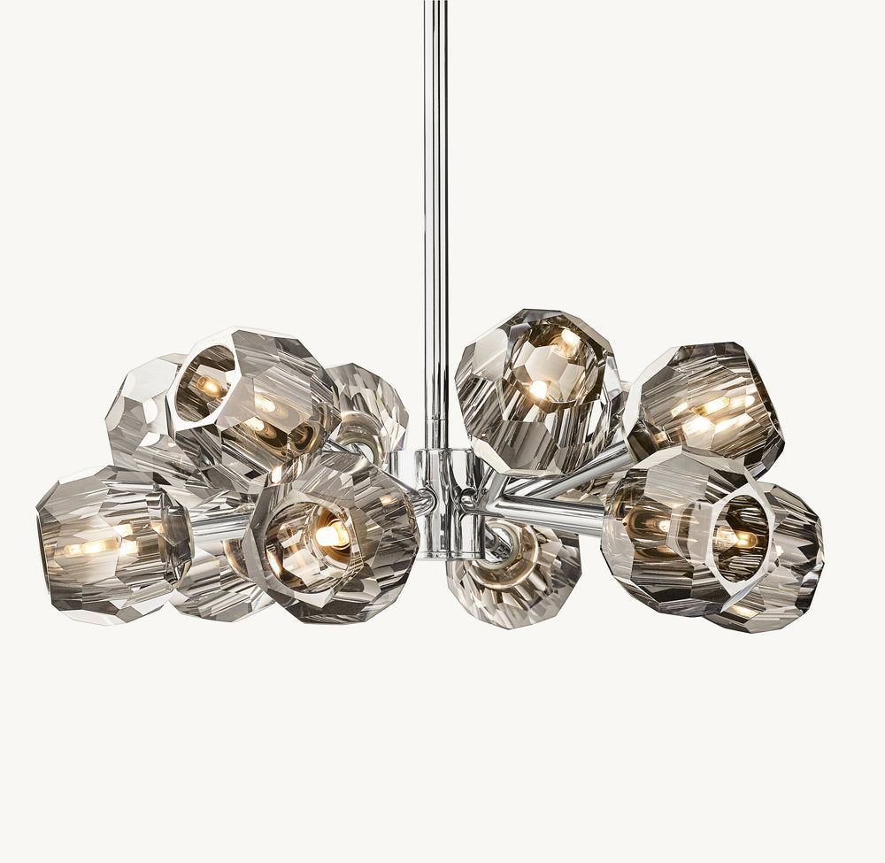 BOULE DE CRISTAL SMOKE GLASS ROUND CHANDELIER 24"