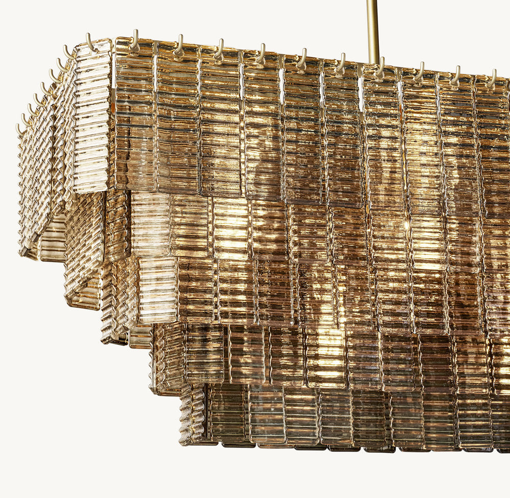 SIRENE SMOKE GLASS RECTANGULAR CHANDELIER 59"
