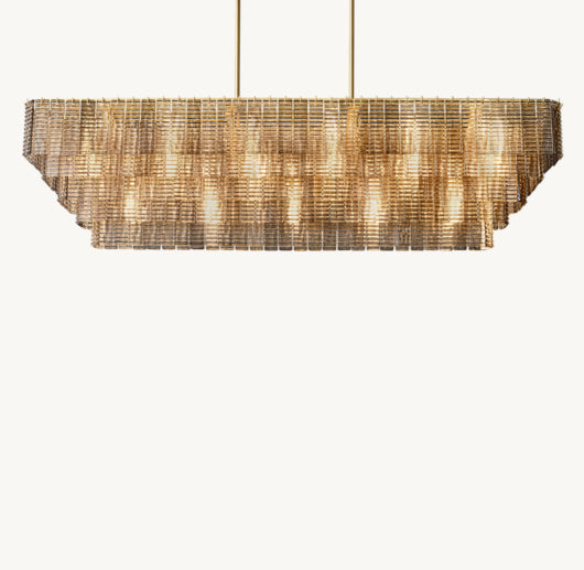 SIRENE SMOKE GLASS RECTANGULAR CHANDELIER 77"