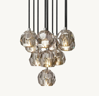 BOULE DE CRISTAL SMOKE GLASS ROUND CLUSTER CHANDELIER 14"