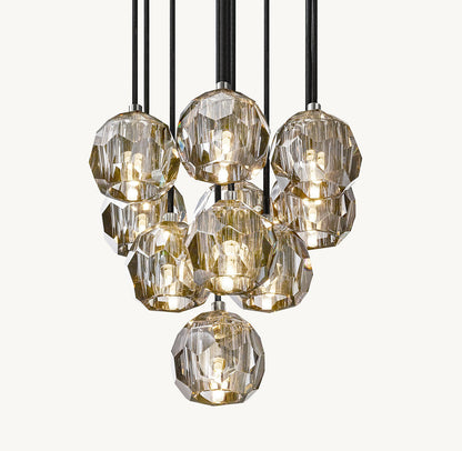 BOULE DE CRISTAL SMOKE GLASS ROUND CLUSTER CHANDELIER 14"