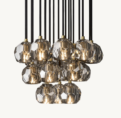 BOULE DE CRISTAL SMOKE GLASS ROUND CLUSTER CHANDELIER 19"