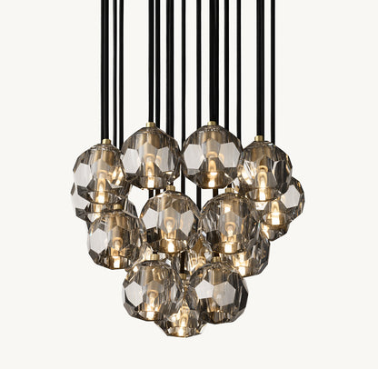 BOULE DE CRISTAL SMOKE GLASS ROUND CLUSTER CHANDELIER 19"