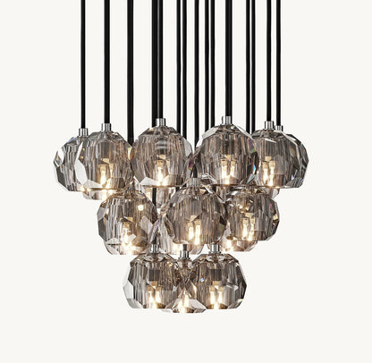 BOULE DE CRISTAL SMOKE GLASS ROUND CLUSTER CHANDELIER 19"