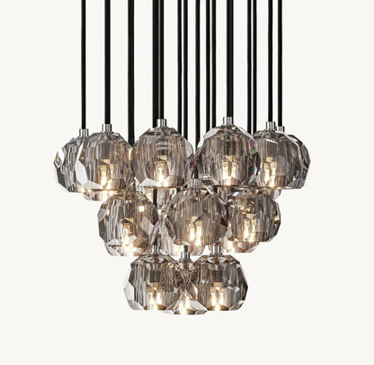 BOULE DE CRISTAL SMOKE GLASS ROUND CLUSTER CHANDELIER 19"