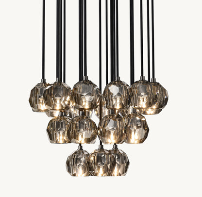 BOULE DE CRISTAL SMOKE GLASS ROUND CLUSTER CHANDELIER 24"