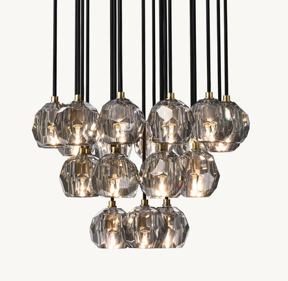 BOULE DE CRISTAL SMOKE GLASS ROUND CLUSTER CHANDELIER 24"