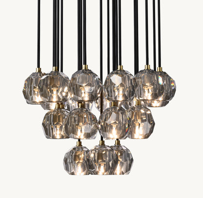 BOULE DE CRISTAL SMOKE GLASS ROUND CLUSTER CHANDELIER 24"