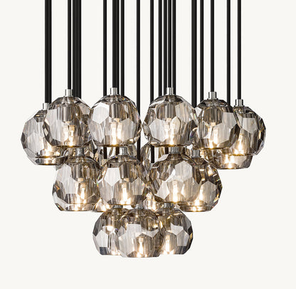 BOULE DE CRISTAL SMOKE GLASS ROUND CLUSTER CHANDELIER 24"