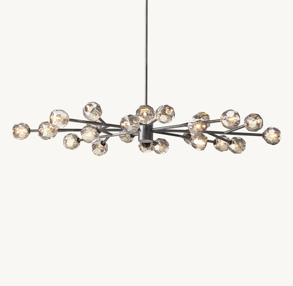 BOULE DE CRISTAL SMOKE GLASS OVAL CHANDELIER 72"