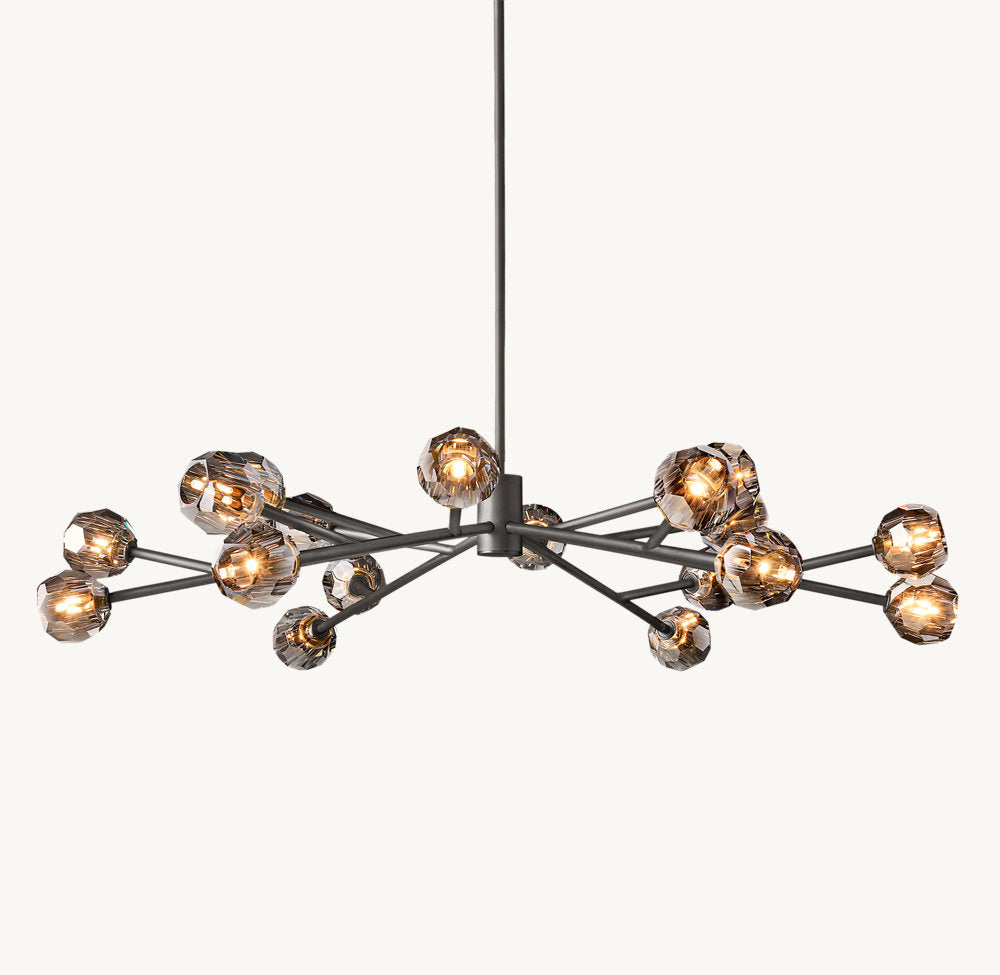 BOULE DE CRISTAL SMOKE GLASS ROUND CHANDELIER 60"