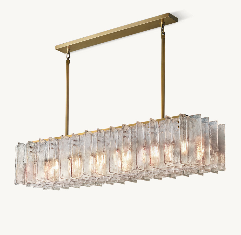 LATTICE CLEAR GLASS RECTANGULAR CHANDELIER 67"