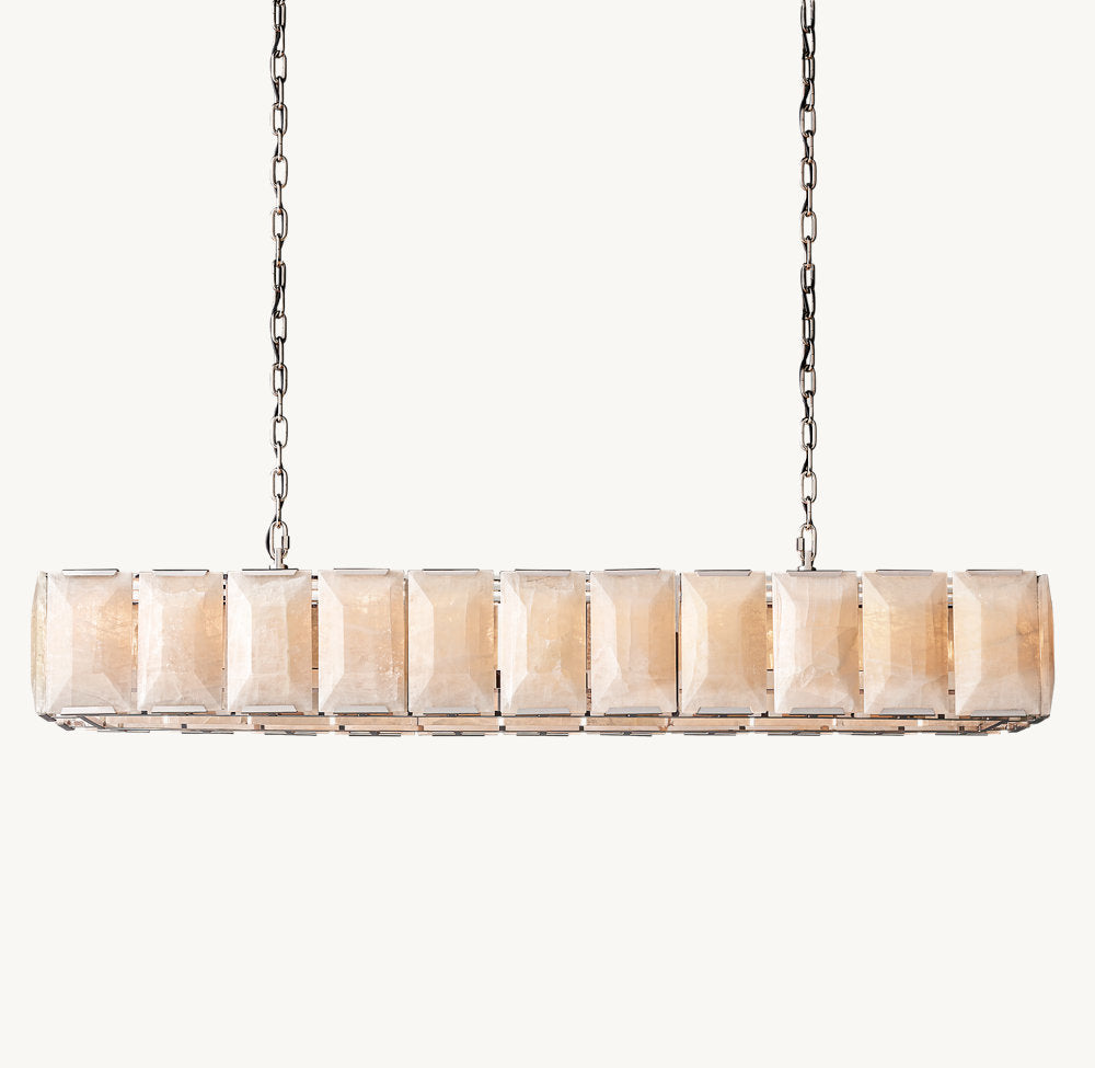 HARLOW CALCITE RECTANGULAR CHANDELIER 74"